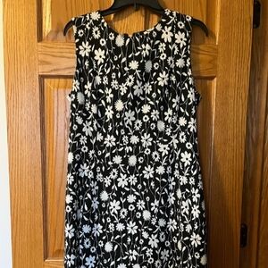 Calvin Klein Black and White Floral Midi Dress